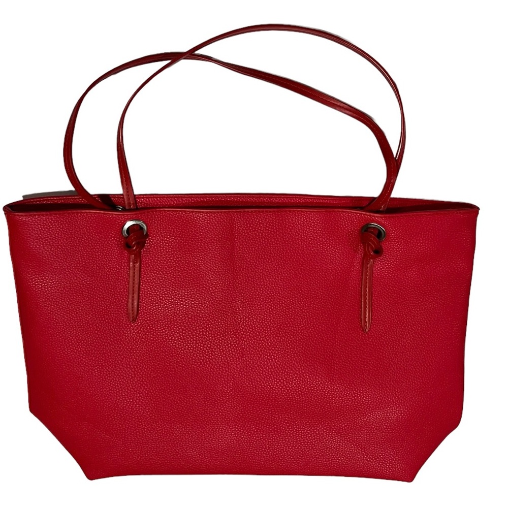 Lexi and Abbie Red Tote Bag Zip Closure Inner Cell Phone Zipper & Slip Pocket